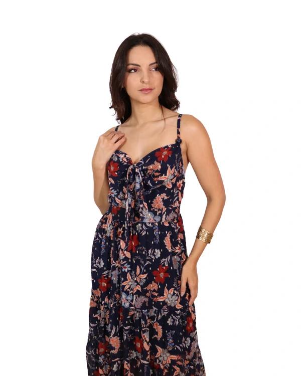 Vestido Midi Estampado Laço
