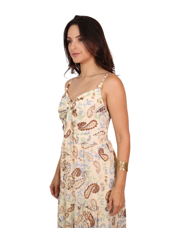 Vestido Midi Estampado Laço