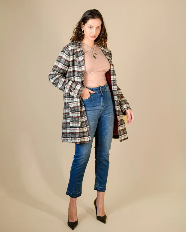 Trench Coat Feminino Operarock Lã Xadrez