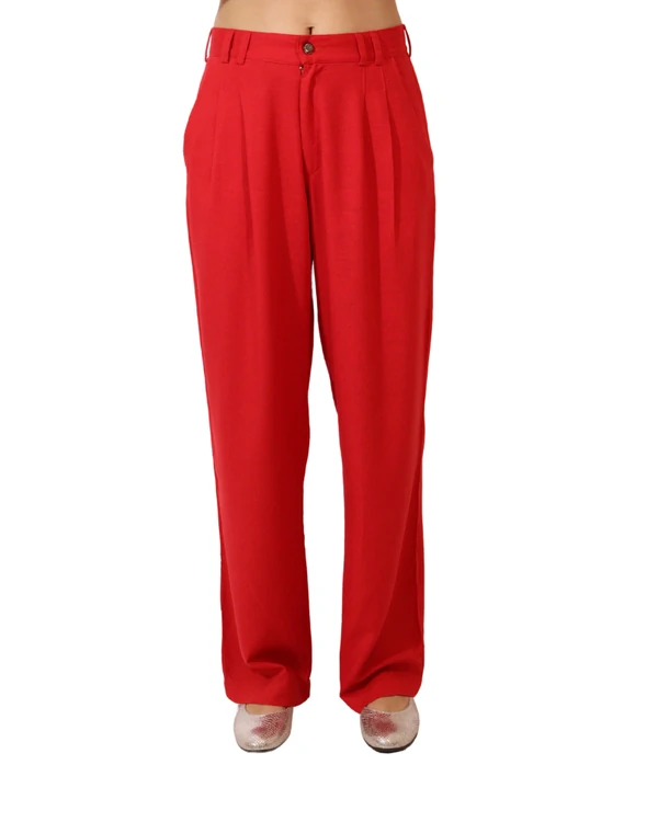 Calça Feminina Pregas Alfaiataria Linho