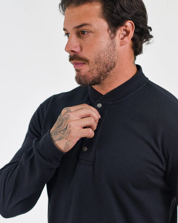 Camiseta Henley Manga Longa