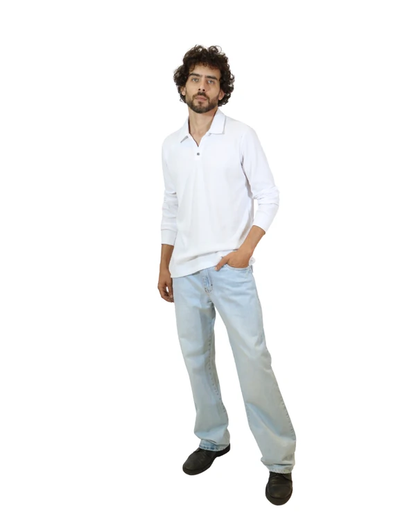 Polo Manga Longa V Neek