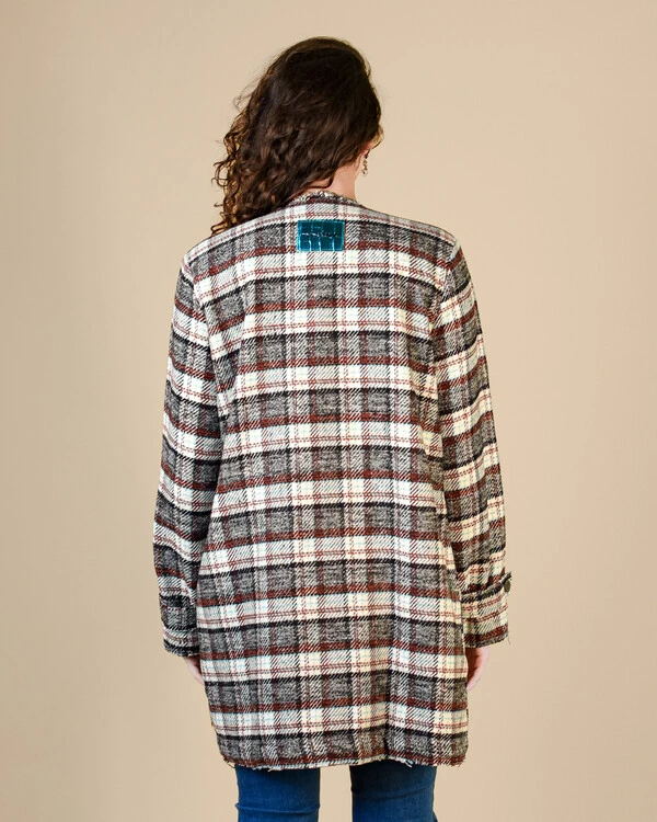 Trench Coat Feminino Operarock Lã Xadrez