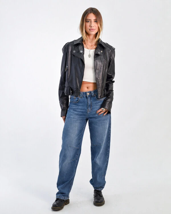 Calça Jeans Barrel Passante Duplo