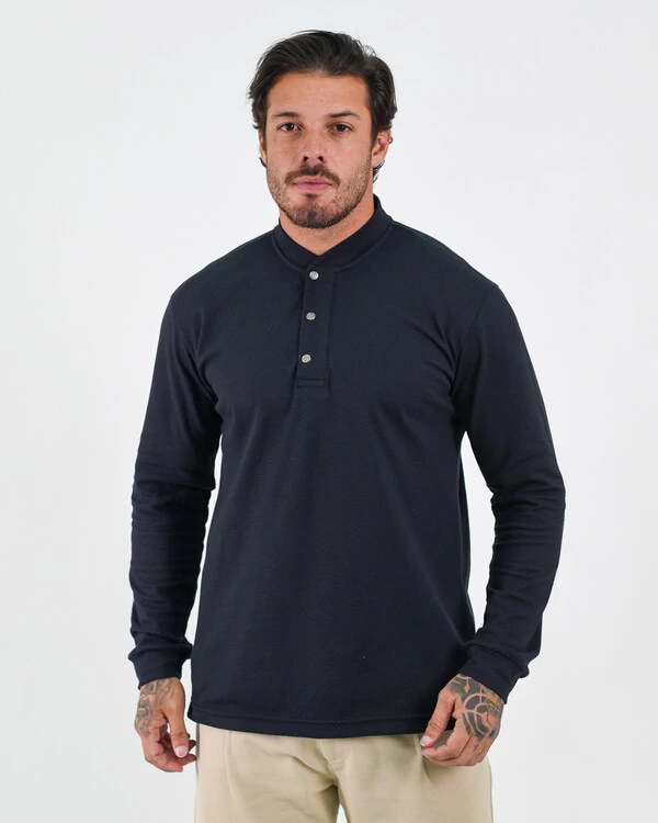 Camiseta Henley Manga Longa