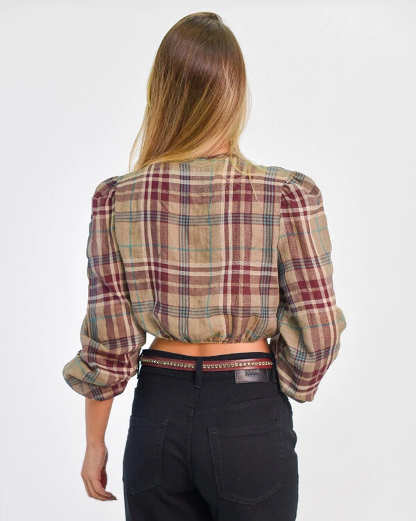 Camisa Cropped Xadrez Operarock