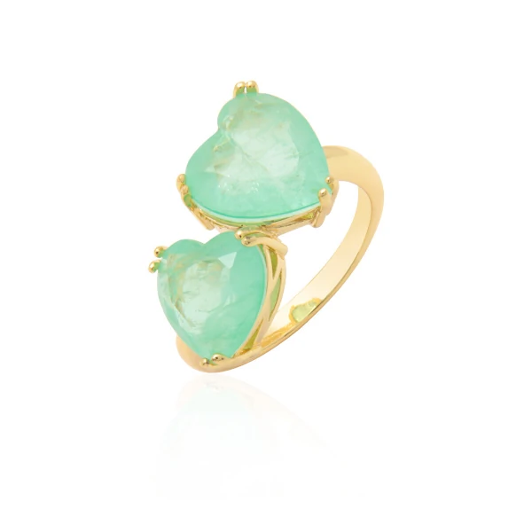 Anel Delicado Dois Corações Fusion - Coleção Fantasy Colors