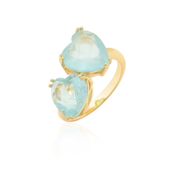 Anel Delicado Dois Corações Fusion - Coleção Fantasy Colors