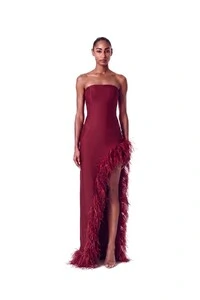 Vestido Raquel Plumas Crepe