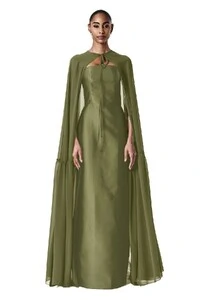 Vestido Alba Longo Com Capa Eleonora