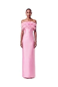 Vestido New Alba Longo Plumas Top