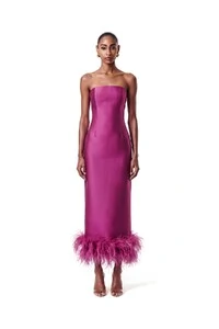 Vestido New Alba Midi Plumas Barra