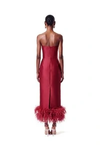 Vestido New Alba Midi Plumas Barra