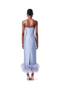 Vestido New Alba Midi Plumas Barra
