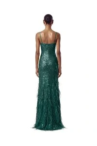 Vestido Nanterre Paetê Plumas