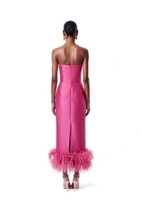 Vestido New Alba Midi Plumas Barra