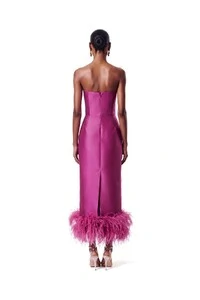 Vestido New Alba Midi Plumas Barra