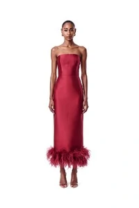 Vestido New Alba Midi Plumas Barra