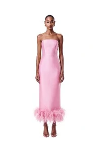 Vestido New Alba Midi Plumas Barra