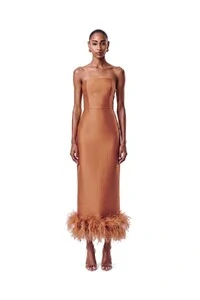 Vestido New Alba Midi Plumas Barra