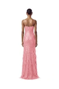 Vestido Nanterre Paetê Plumas