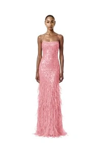 Vestido Nanterre Paetê Plumas
