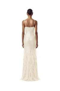 Vestido Nanterre Paetê Plumas