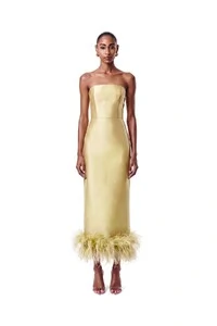 Vestido New Alba Midi Plumas Barra