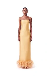 Vestido New Alba Longo Plumas Barra
