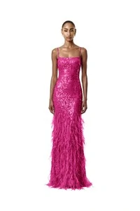 Vestido Nanterre Paetê Plumas