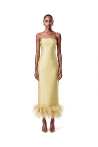 Vestido New Alba Midi Plumas Barra