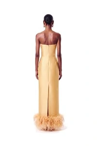 Vestido New Alba Longo Plumas Barra