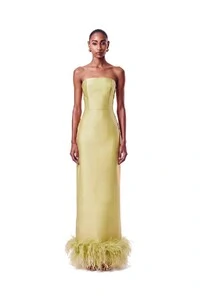 Vestido New Alba Longo Plumas Barra