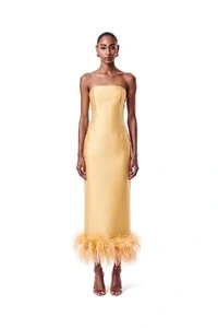 Vestido New Alba Midi Plumas Barra