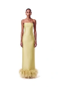 Vestido New Alba Longo Plumas Barra