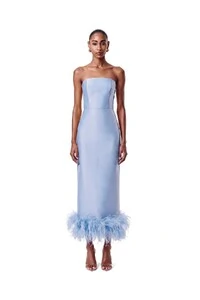 Vestido New Alba Midi Plumas Barra
