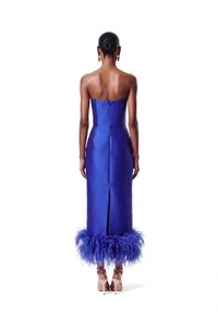 Vestido New Alba Midi Plumas Barra
