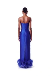 Vestido New Alba Longo Plumas Barra