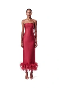 Vestido New Alba Midi Plumas Barra