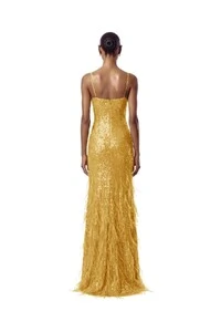 Vestido Nanterre Paetê Plumas