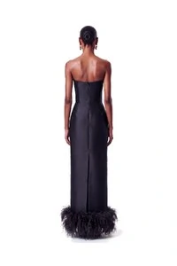 Vestido New Alba Longo Plumas Barra