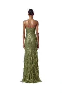 Vestido Nanterre Paetê Plumas