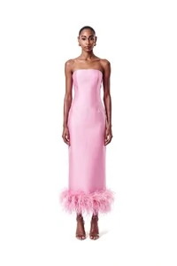 Vestido New Alba Midi Plumas Barra