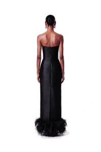 Vestido New Alba Longo Plumas Barra