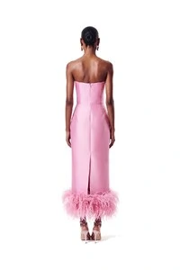 Vestido New Alba Midi Plumas Barra