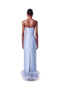 Vestido New Alba Longo Plumas Barra