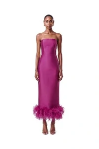Vestido New Alba Midi Plumas Barra