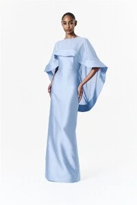 Vestido Alba Longo Com Capa Catarina Curta