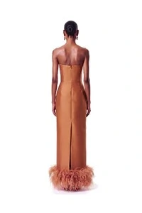 Vestido New Alba Longo Plumas Barra