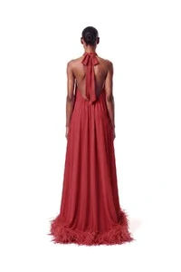 Vestido Violeta Plumas